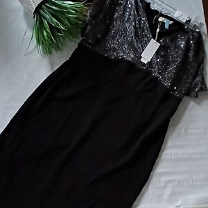 Elegant Black and Silver Midi Dress